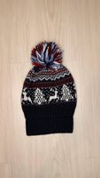 Winter Beanie Hat with Reindeer Pattern and Pom Pom