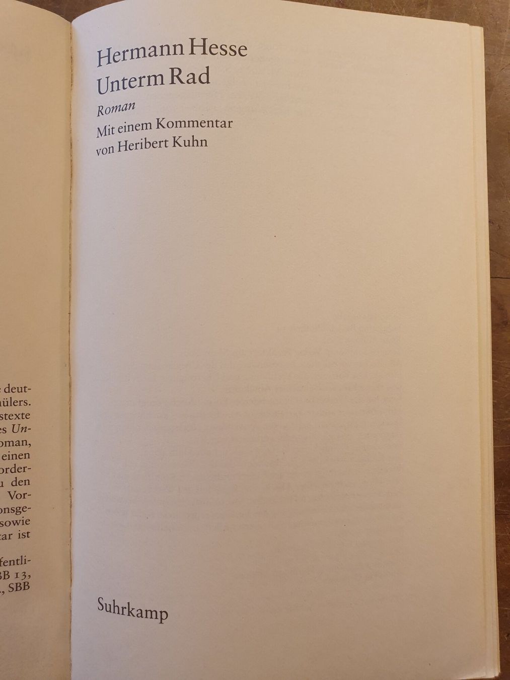 Libri: Unterm Rad - Hermann Hesse - Suhrkamp – Usato da Zürich venduto da loosebone 2