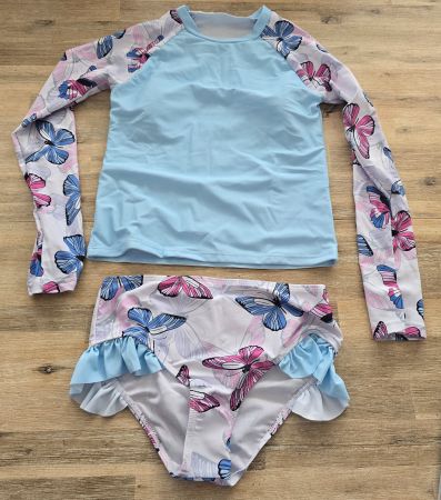 Kinder Tankini Set blau Schmetterling Grösse 160