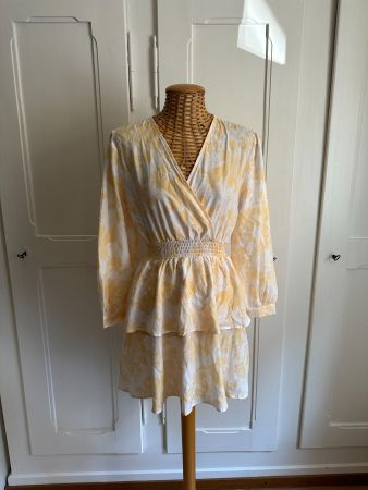 SHEIN - Kleid gelb-weiss gemustert S