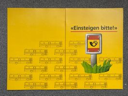 Einsteigen bitte Postauto PTT Werbebroschüre mit Saurer RH