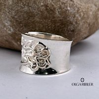 Statement Silber Ring 925 mit Ornament Grösse 55