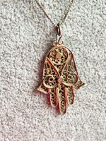 Silber Kette mit Hand der Fatima Anhänger, Schutzanhänger