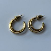 18KGP Doppelte Edelstahl Kreolen in Gold