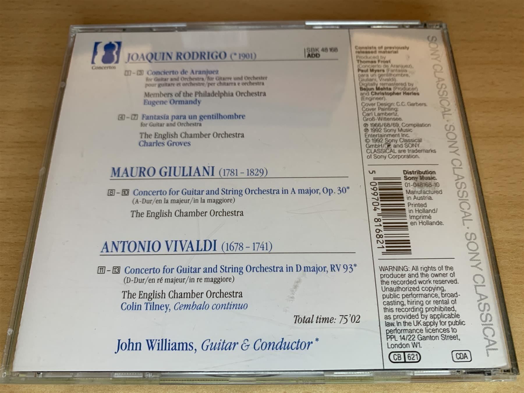 CD: Rodrigo Giuliani Vivaldi Williams Aranjuez Op. 30 – Usato da Rikon im Tösstal venduto da Alpenmutz 1