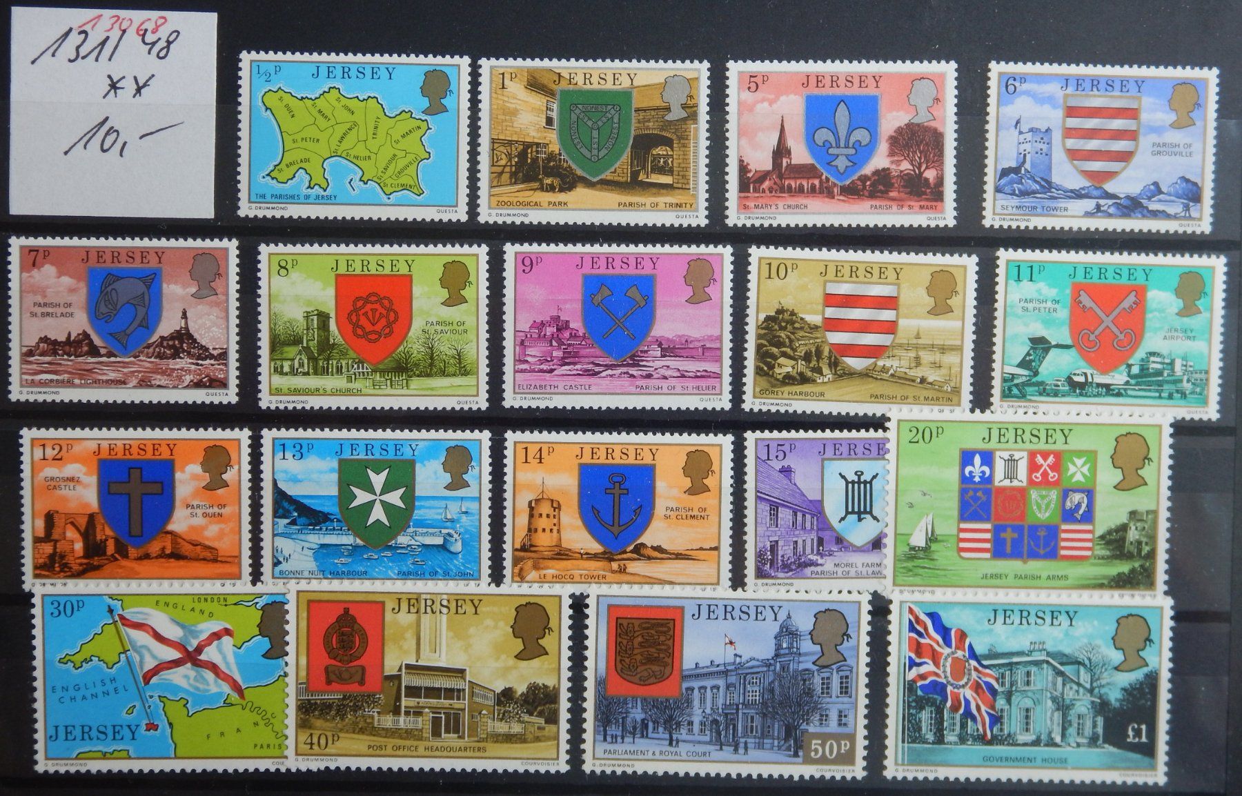 Alle Briefmarken: JERSEY KAT. 131-148 ** – Gebraucht aus Zürich von Muehlekauf