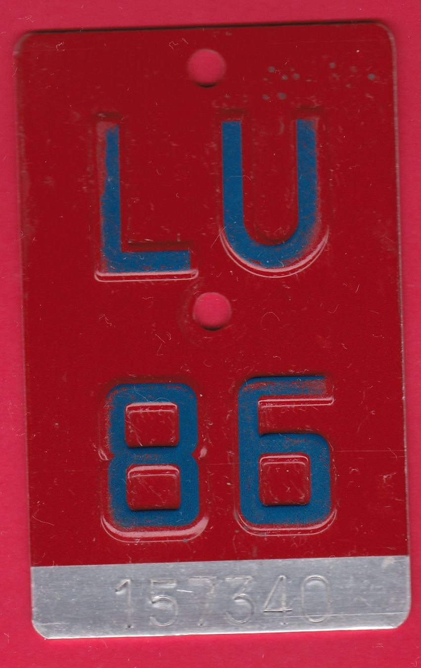 Schilder: VELONUMMER / FAHRRADSCHILD, LU 86 – Gebraucht aus Oberrieden von Gebirgsstelze