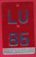 VELONUMMER / FAHRRADSCHILD, LU 86