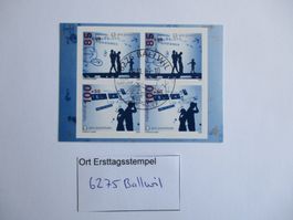 Viererblock mit Ort Ersttagsstempel 6275 Ballwil