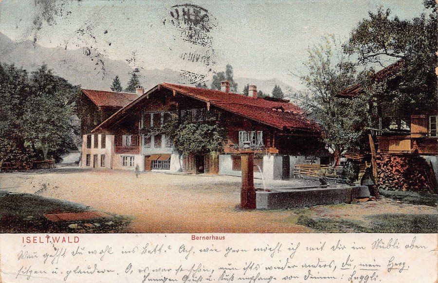 Cartoline postali: Iseltwald, ein Bernerhaus, gelaufen 1910 – Usato da Frauenfeld venduto da POML