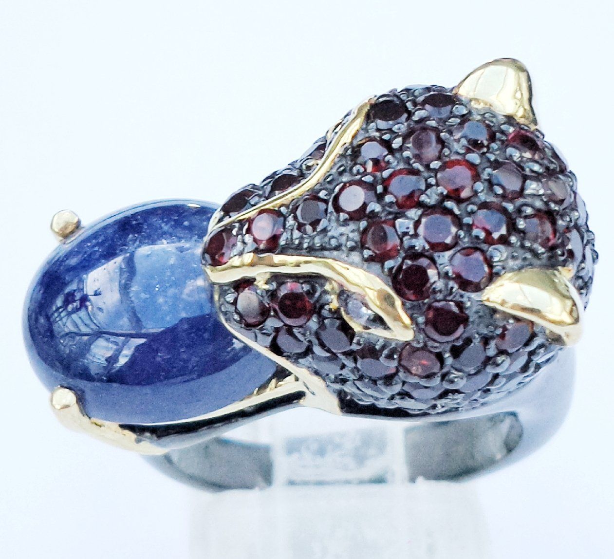 Anelli: Ring Panther Design mit Saphir und Granat Grösse 57 – Nuovo (secondo la descrizione) da Zürich venduto da adriben 8