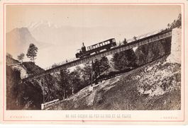 Rigi (SZ) Zahnradbahn mit Dampflokomotive Bahn foto 16 x 11