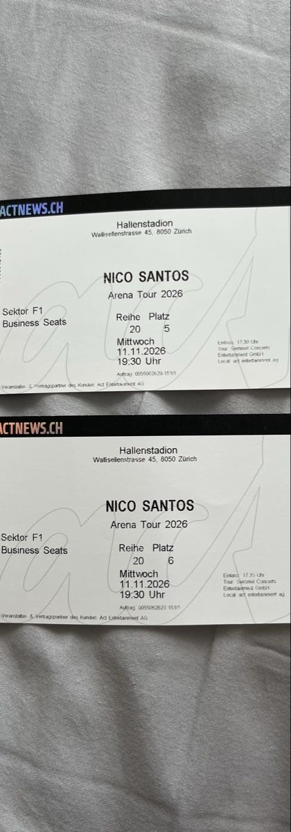 Biglietti: Nico Santos – Nuovo (secondo la descrizione) da Wil SG venduto da man_d2pj