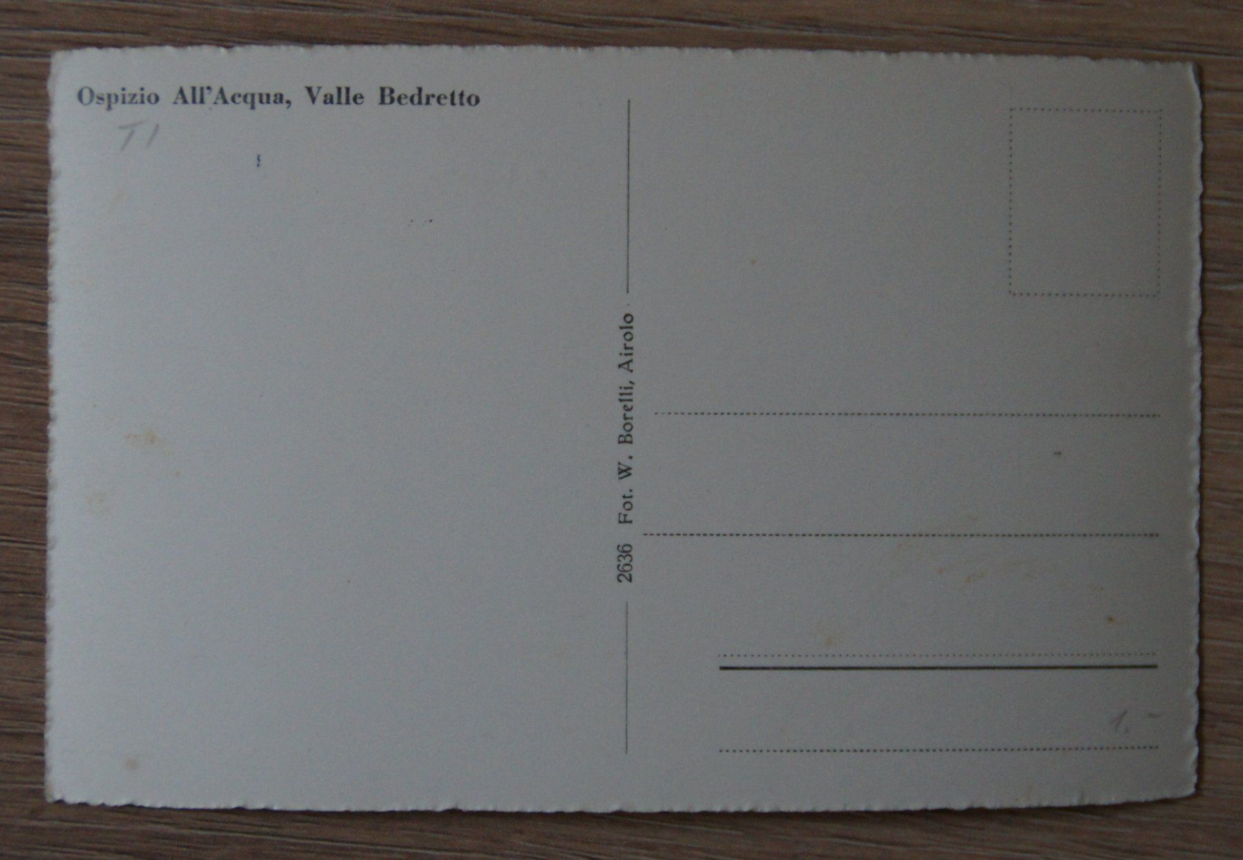 Cartoline postali: Ospizio All' Acqua, Valle Bedretto, ca. 1930 – Usato da St. Margrethen SG venduto da maege07 1