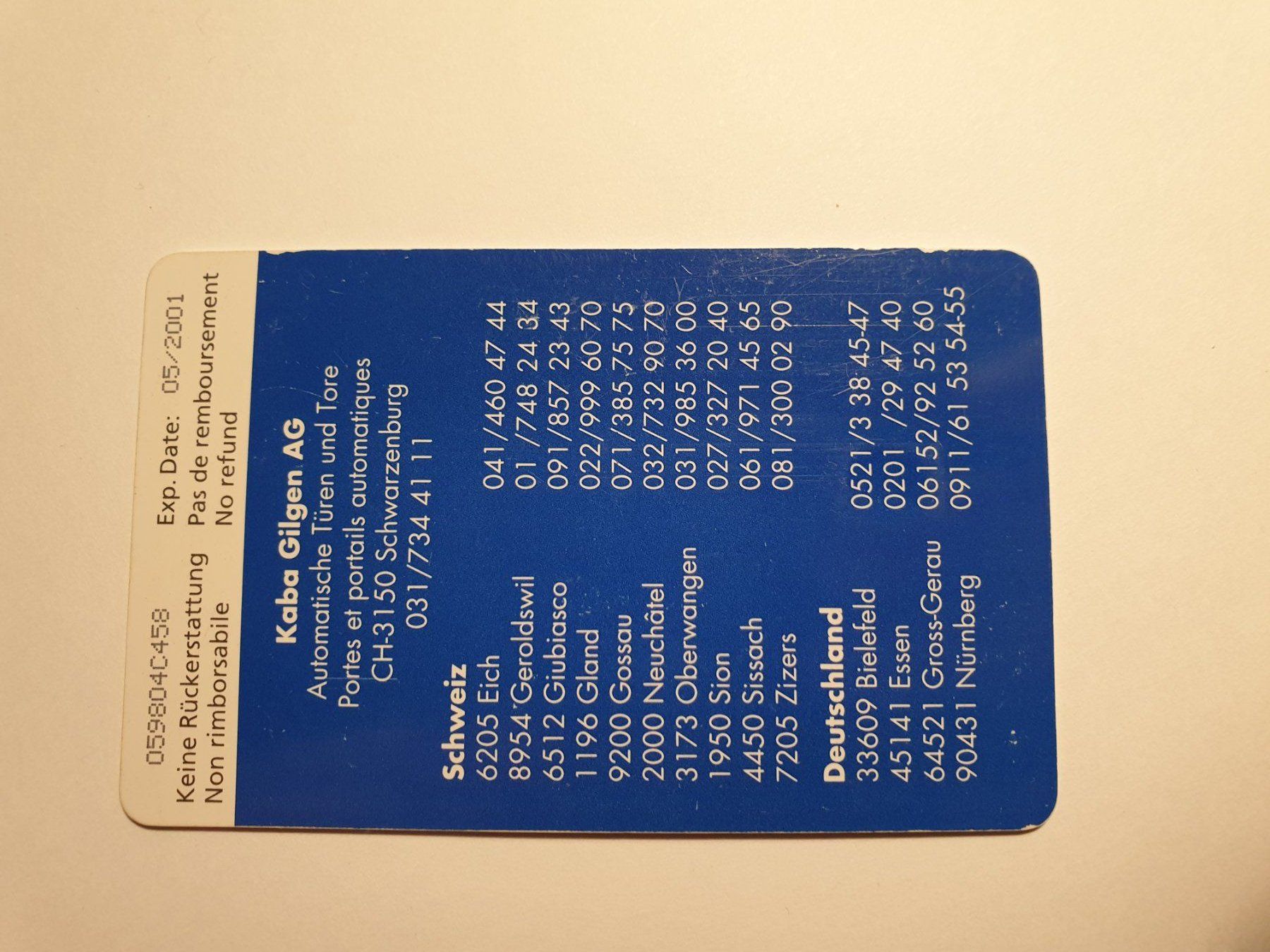 Cartes de téléphone: Kaba Gilgen – D'occasion à Rain par chesz 1