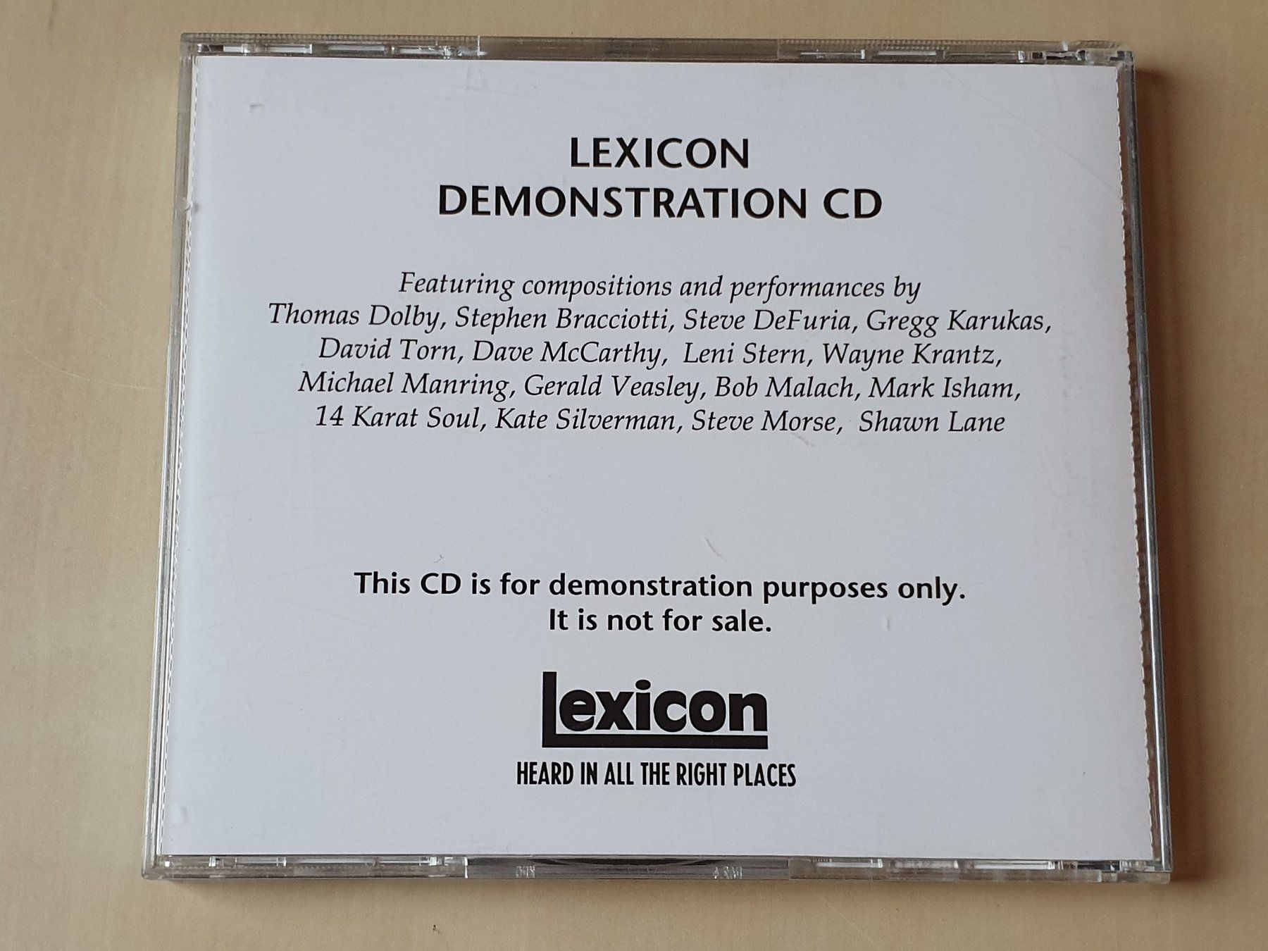 CDs: Lexicon Demonstration CD – D'occasion à Stansstad par collectorsshop 1