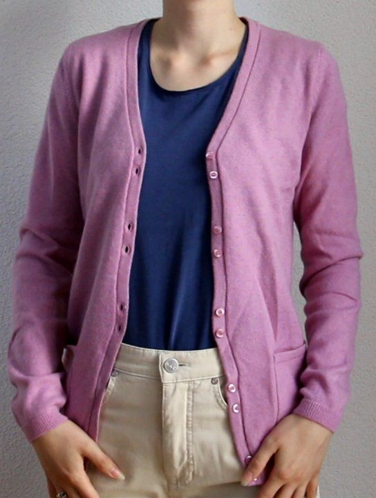 Giacche: Hell violette Strickjacke aus 100% Kaschmir Gr.S – Usato da Luzern venduto da Simona15