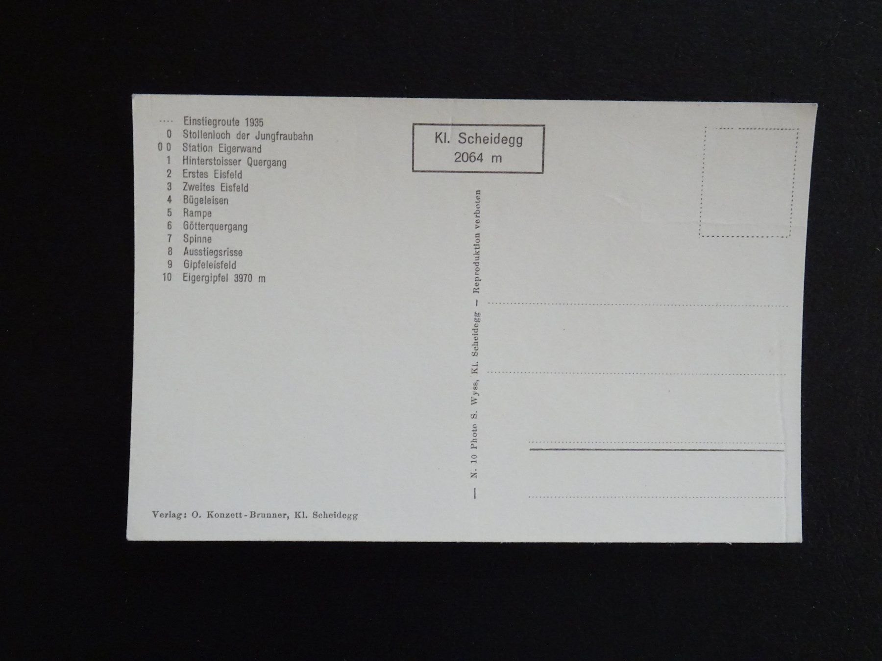Ansichtskarten: Postkarte kleine Scheidegg Eigerwand Einstiegsroute 1935 – Gebraucht aus Rothrist von heinrich1966 1