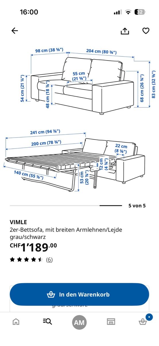 Sofas: Ikea Vimle Schlafsofa – D'occasion à Riehen par Pabasa 2