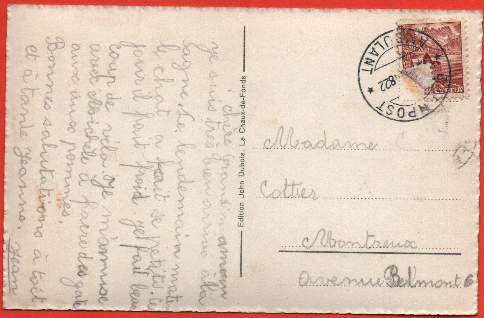 Cartoline postali: SAGNE-CRÊT - gel. Bahnpost – Usato da Jona venduto da philajona 1