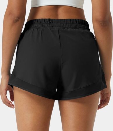 Halara 2-in-1-Shorts mit Kontrast aus Mesh schwarz S NEU