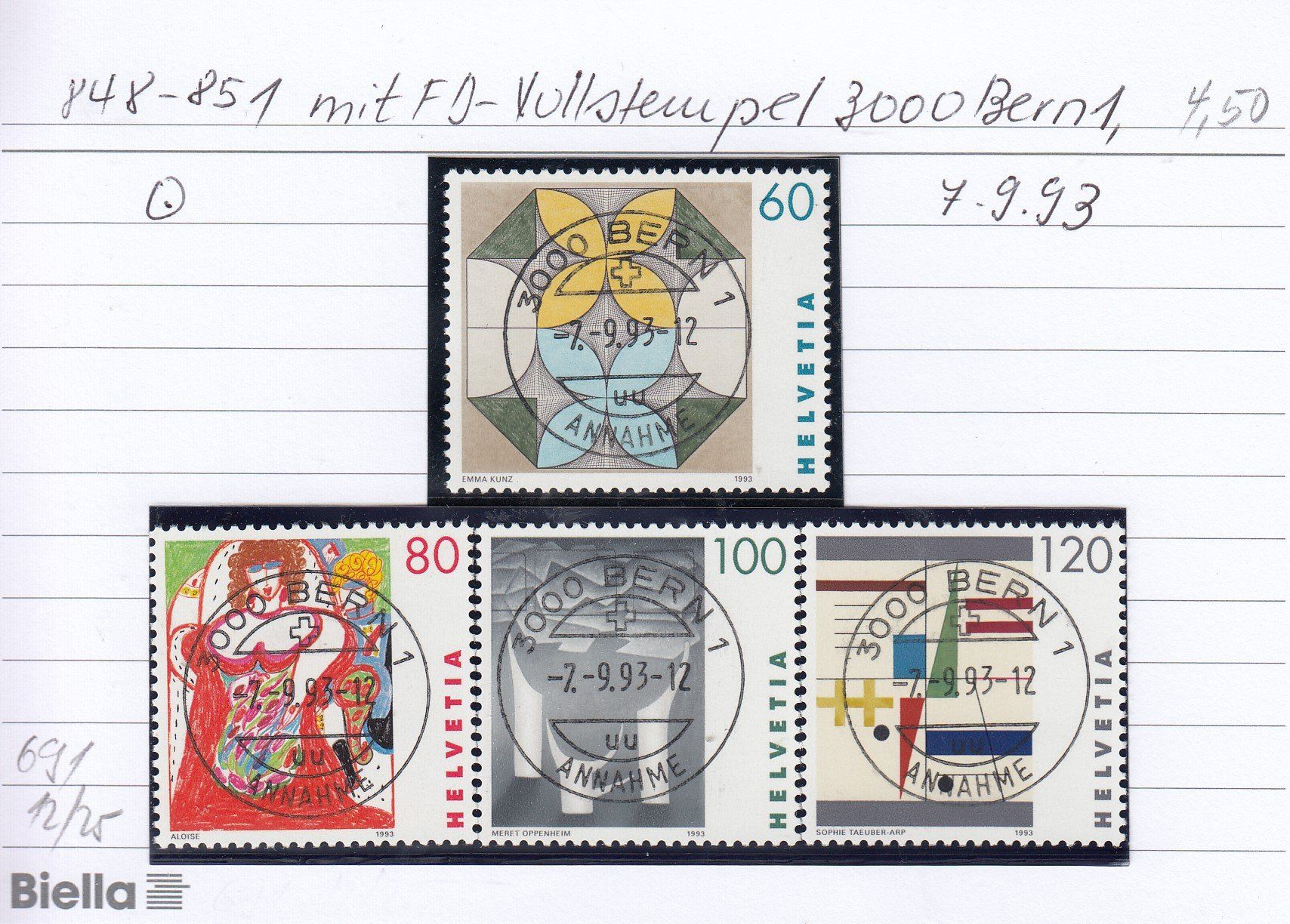 Tutti i francobolli: 848-851 mit FD-Vollstempel 3000 Bern 1 – Usato da Spreitenbach venduto da Lienbi01
