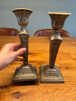 2x Kerzenständer, antik Messing oder Bronze