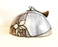 Vintage Tiffany Lampe Style Metall, Glas 1990er