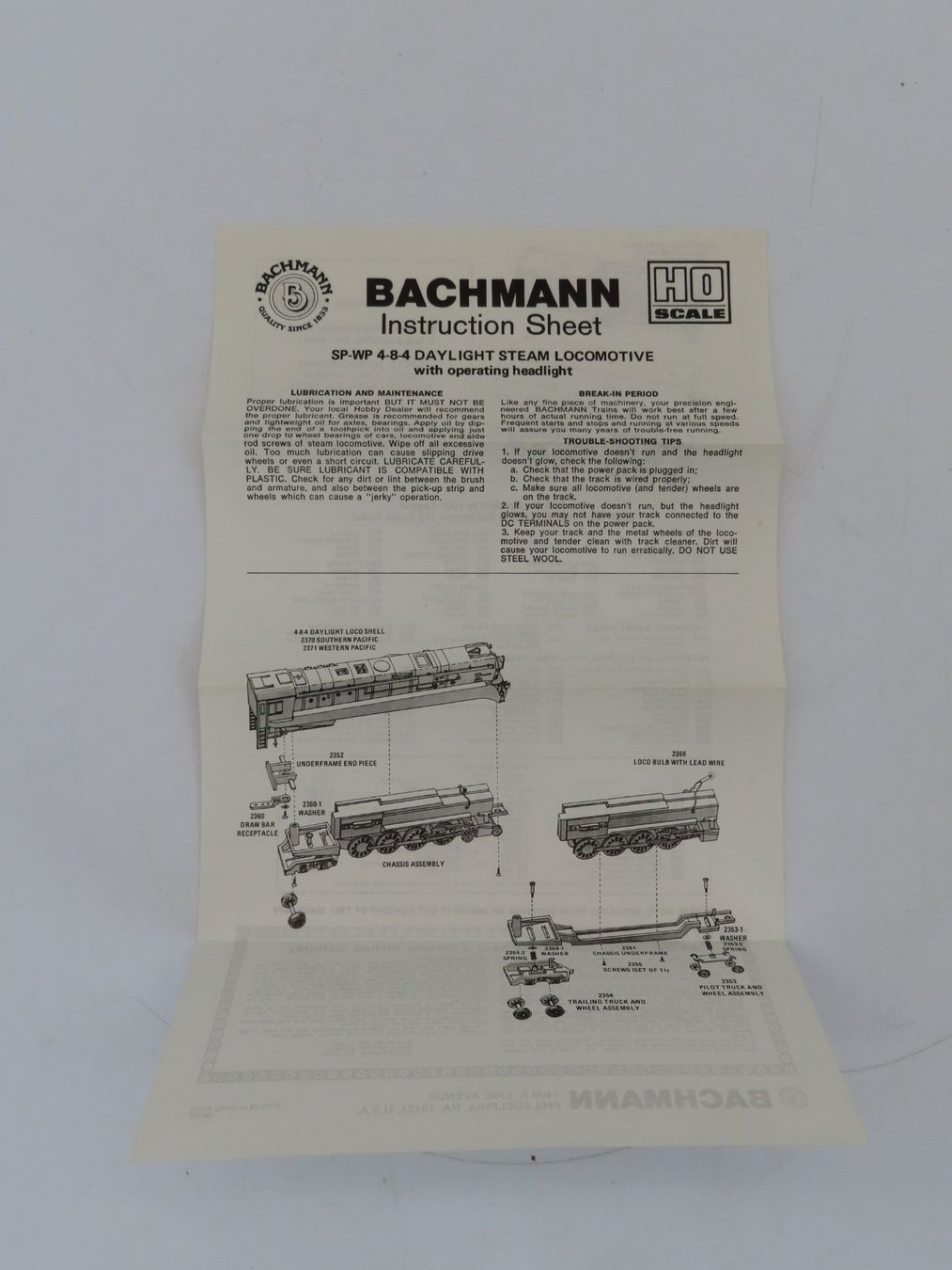 Modellini di ferrovie: Modell-Eisenbahn Bachmann SP-WP 4-8-4 Daylights – Usato da Reinach BL venduto da WBZ-Flohmarkt 8