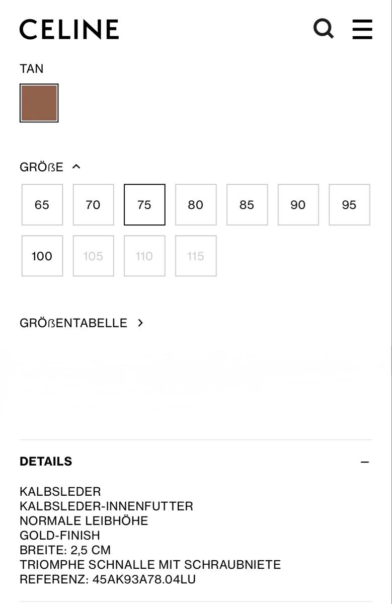 Cinture: CELINE Triomphe belt brown 75cm TOP! – Usato da Cham venduto da nad_z2js 9