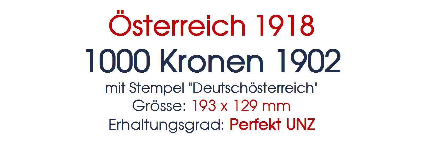 Banconote: 1000 Kronen 1902/1918 UNZ – Nuovo (secondo la descrizione) da Flamatt venduto da samowarow 1