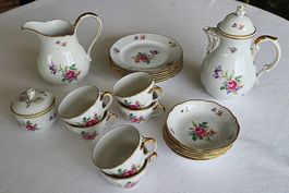 Antiker 21teiliger Kaffeeservice Bavaria mit Goldrand
