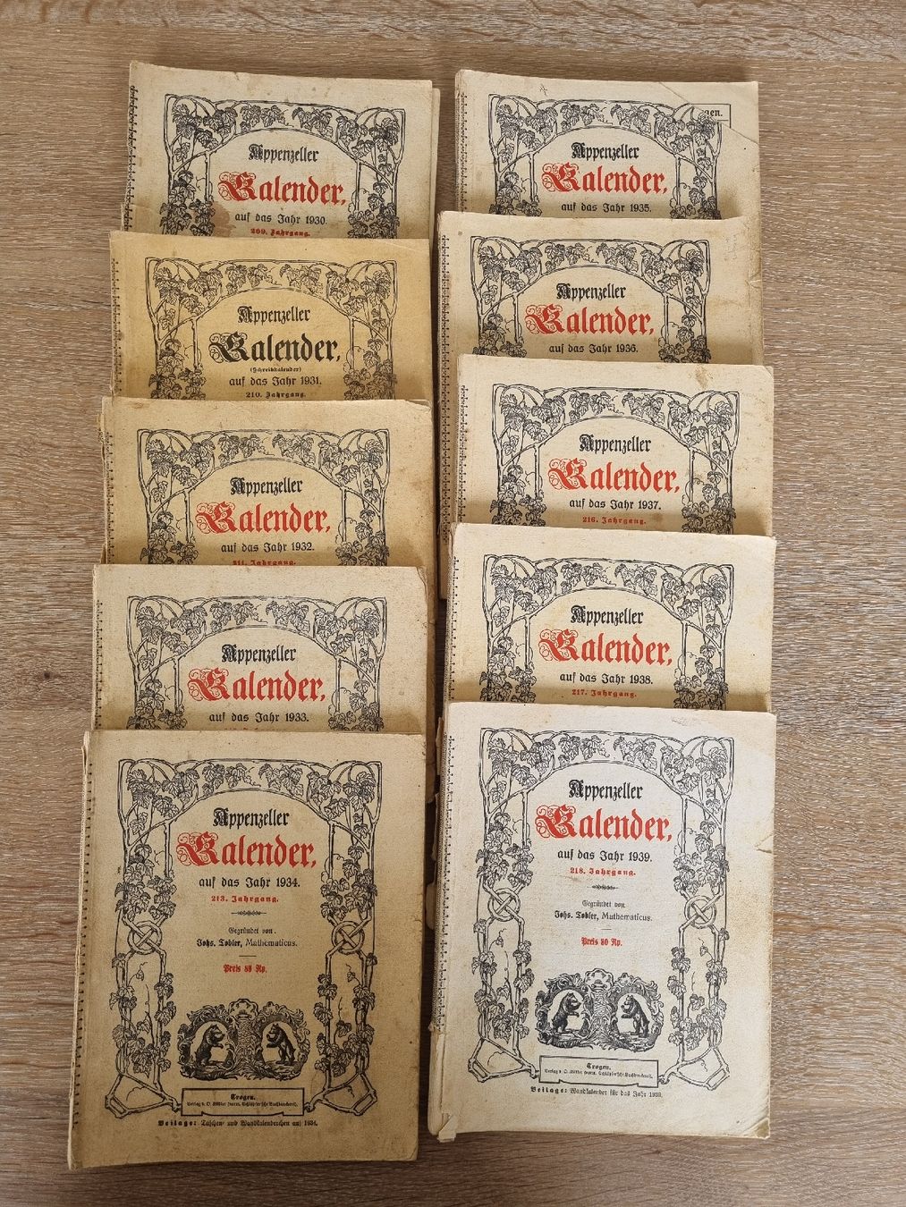 Calendari: 10 Appenzellerkalender antic 1930-1939 – Usato da Abtwil SG venduto da danikari