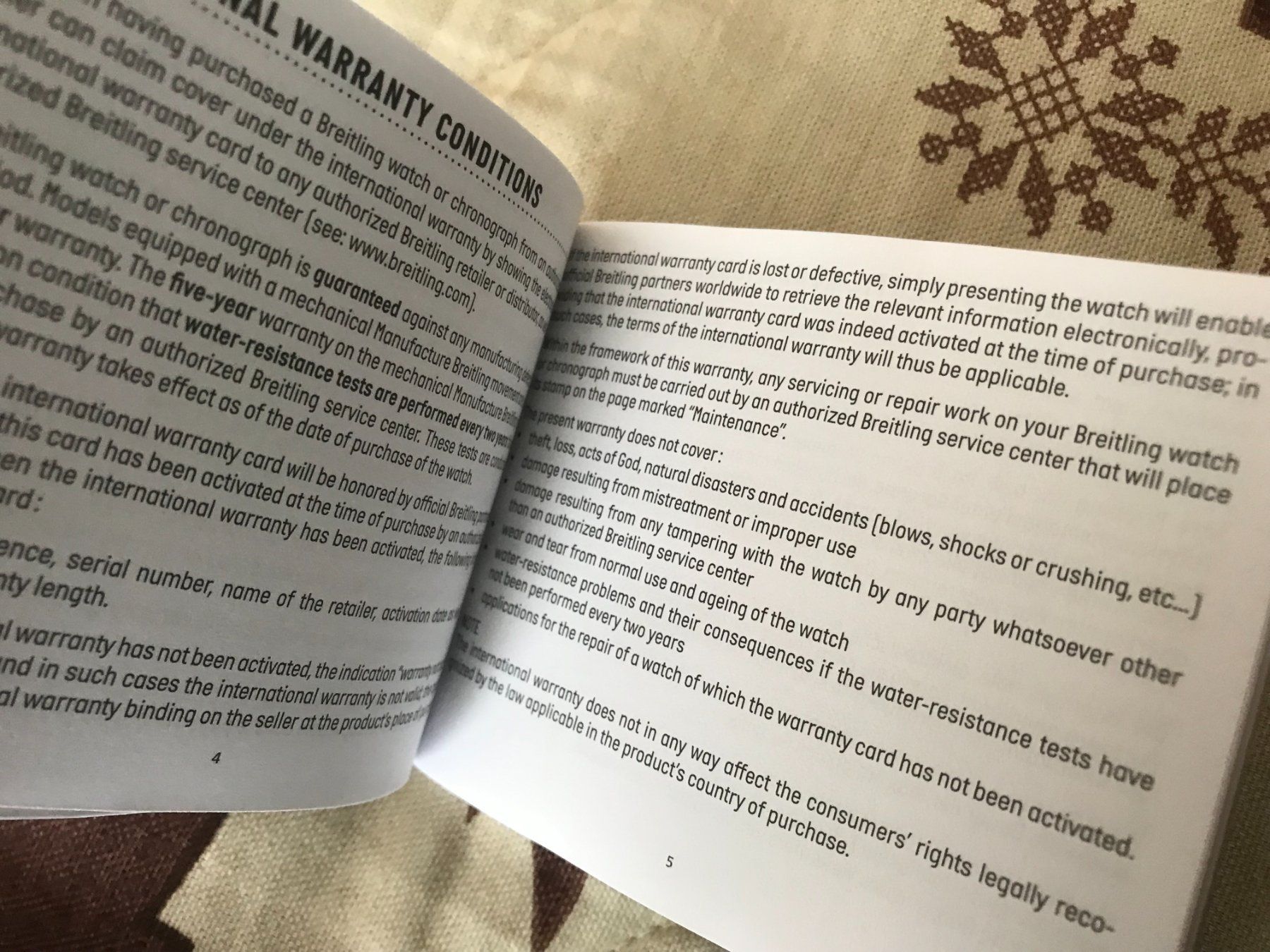 Breitling Documenti: BREITLING - INSTRUCTION CONDITION & MAINTENANCE BOOKLET NEW – Nuovo (secondo la descrizione) da Epalinges venduto da dream-watch 3