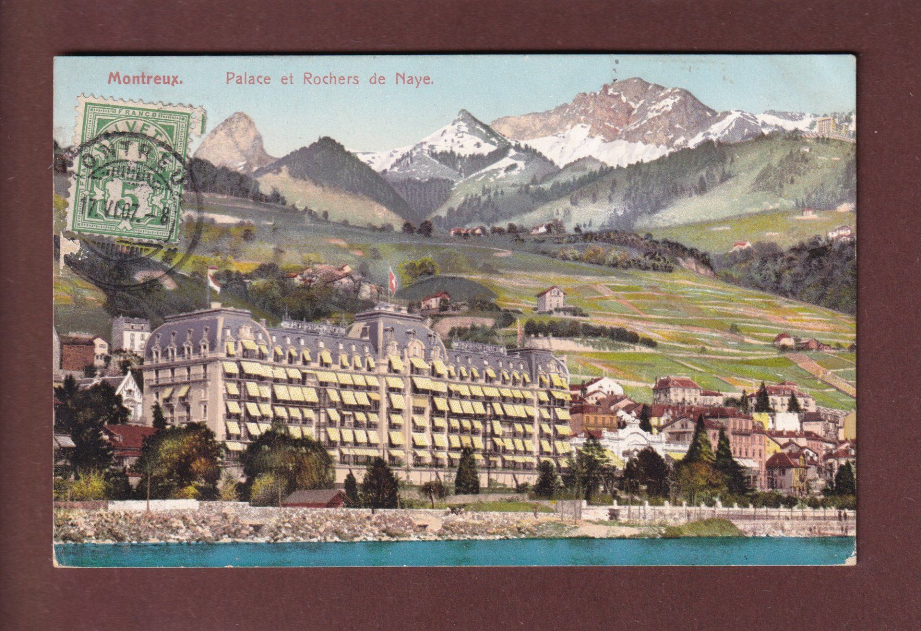 Cartoline postali: MONTREUX - Palace vu du lac - 1907 – Usato da Pully venduto da nicecards