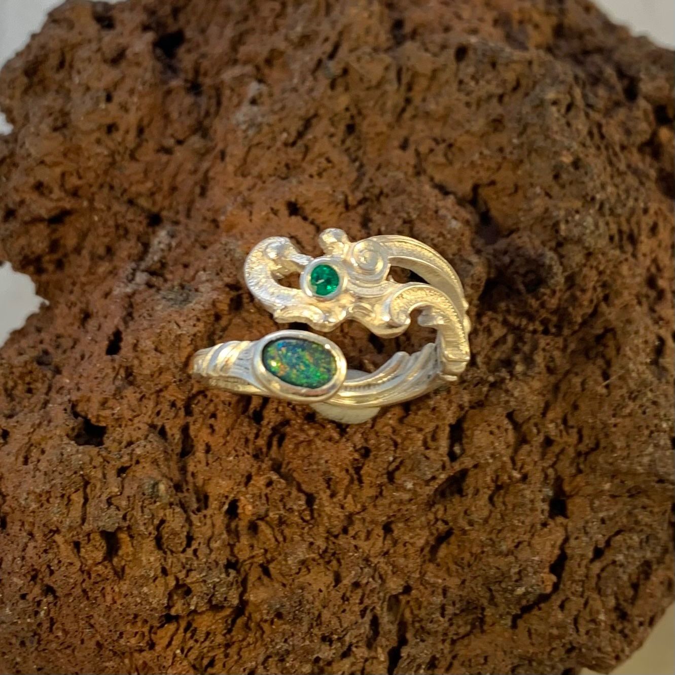Anelli: Silberring Grüne Ranken Gr.60 – Nuovo (secondo la descrizione) da Thun venduto da Svonskj 1