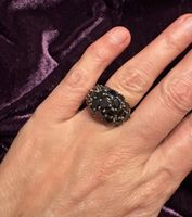 Eleganter Ring 925er Silber mit schwarzen Steinen Gr.58