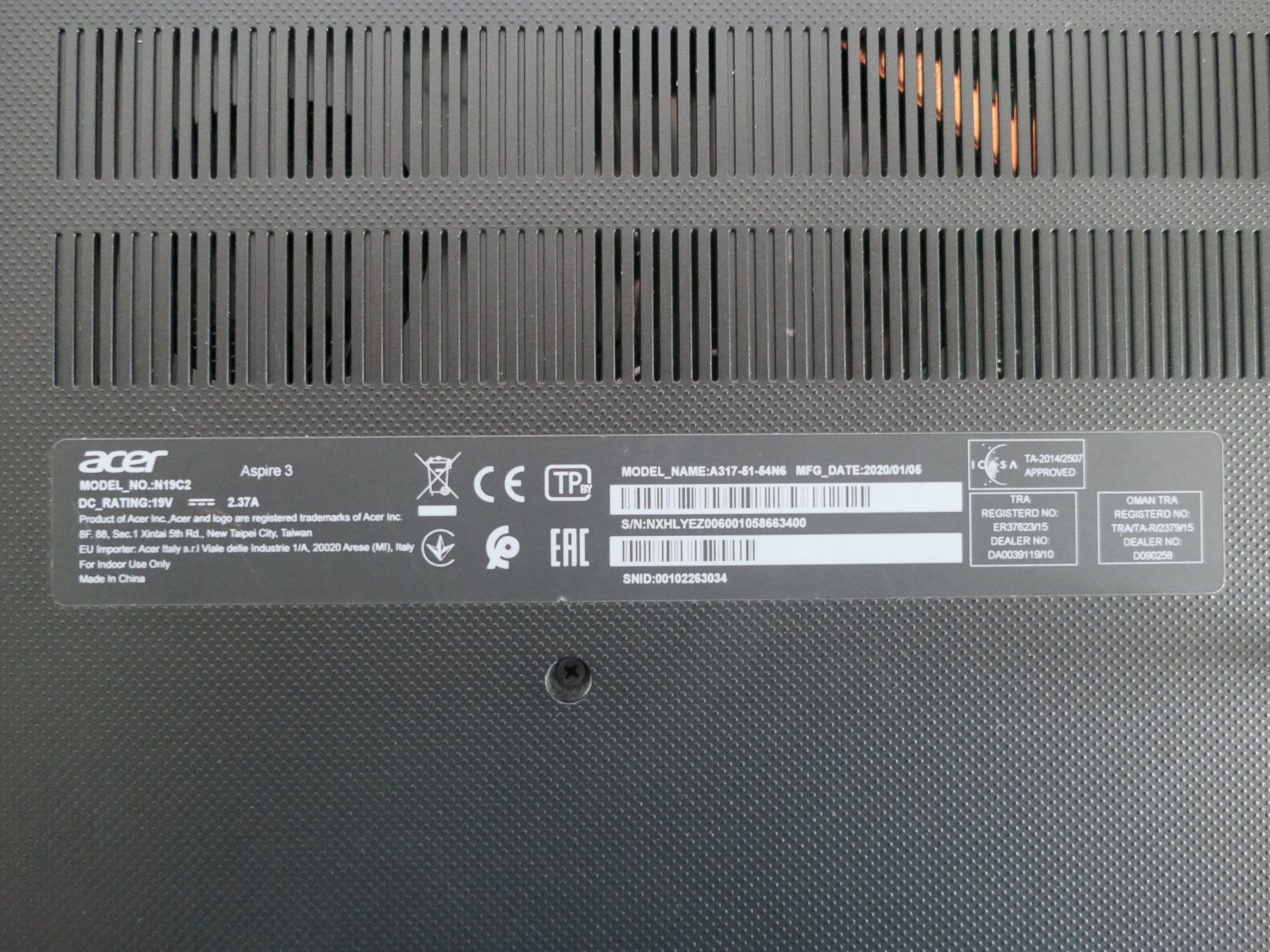 Acer Notebook: ACER ASPIRE MULTIMEDIA-NOTEBOOK A317-51-54NG – Usato da Münchenstein venduto da VSPBL-Verkauf 6