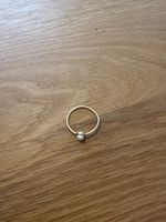 Ring Silber 925 mit kleiner Perle goldfarben schlicht