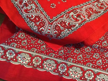 2 Glarnertüechli, rot,mit Paisleybordüre,eines Blumendruck