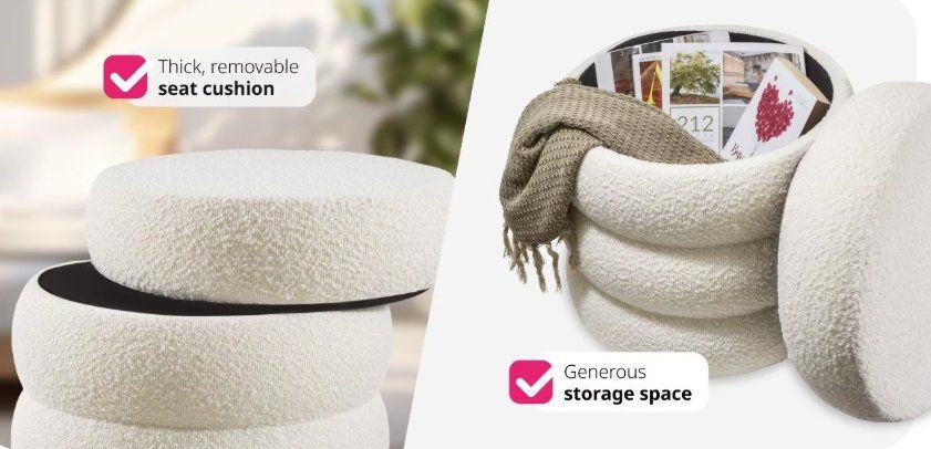 Sgabelli: Lot de 2 tabourets / poufs velours avec coffre – Nuovo e nell'imballaggio originale da Genève venduto da jake90 9