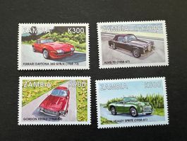 Zambia - Retro Auto / Ferrari / Austin / Al ** Luxus  (E787)