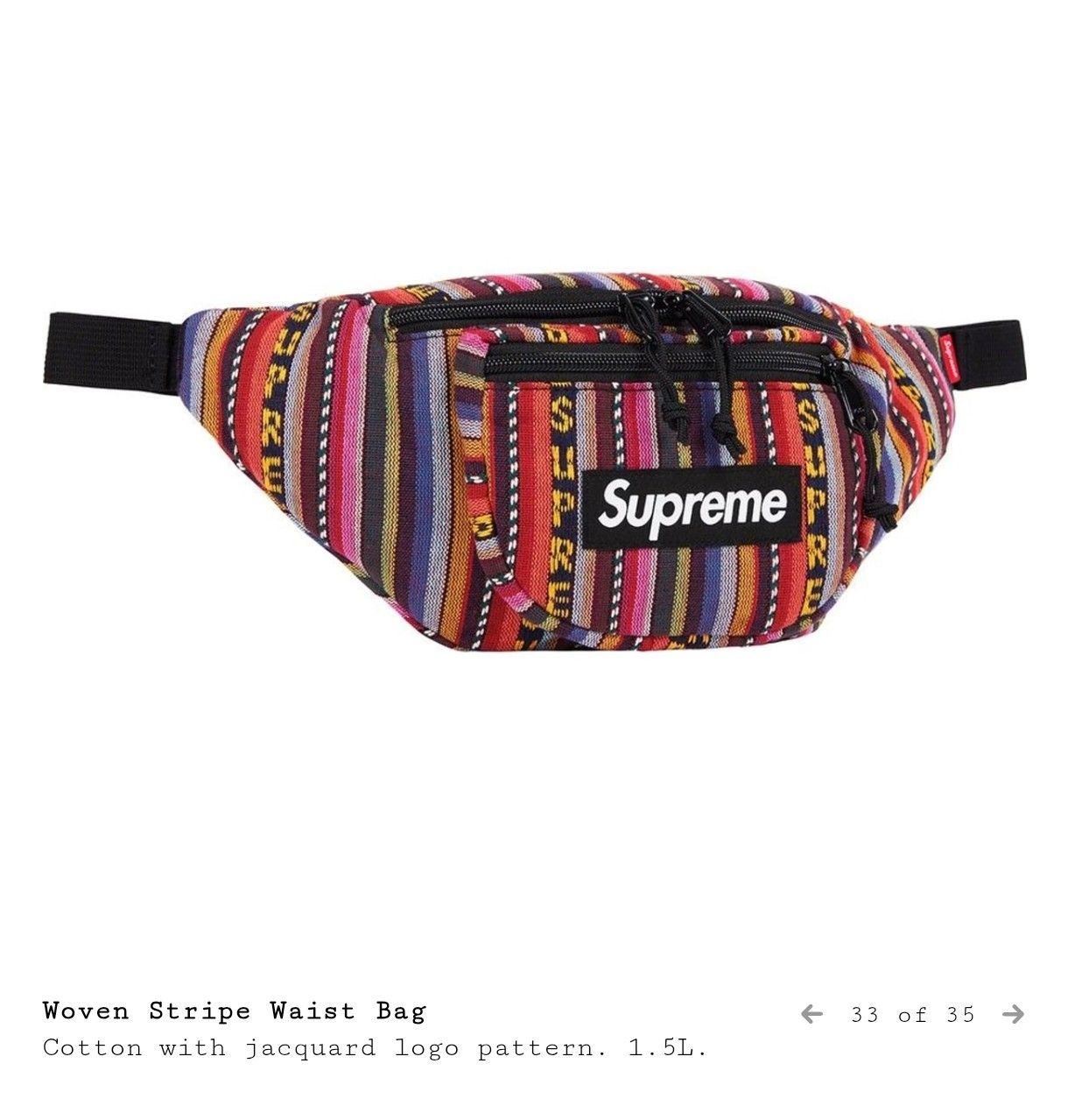 Supreme Borse: Supreme Woven Stripe Waist Bag - Spring Essential! – Nuovo e nell'imballaggio originale da Zürich venduto da l.to