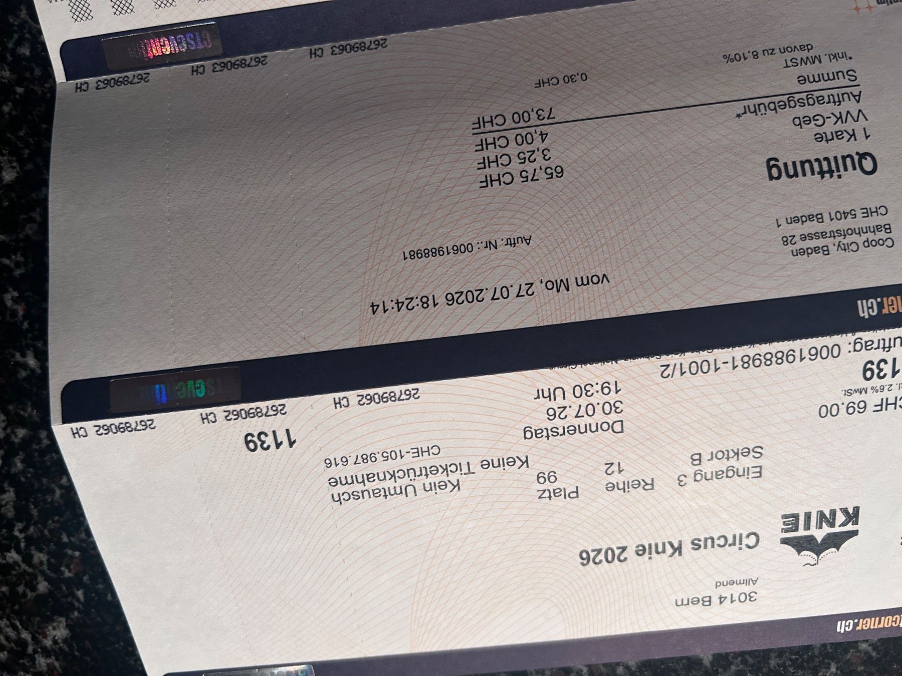 Biglietti: Ticket Circus knie – Usato da Würenlos venduto da malluiss