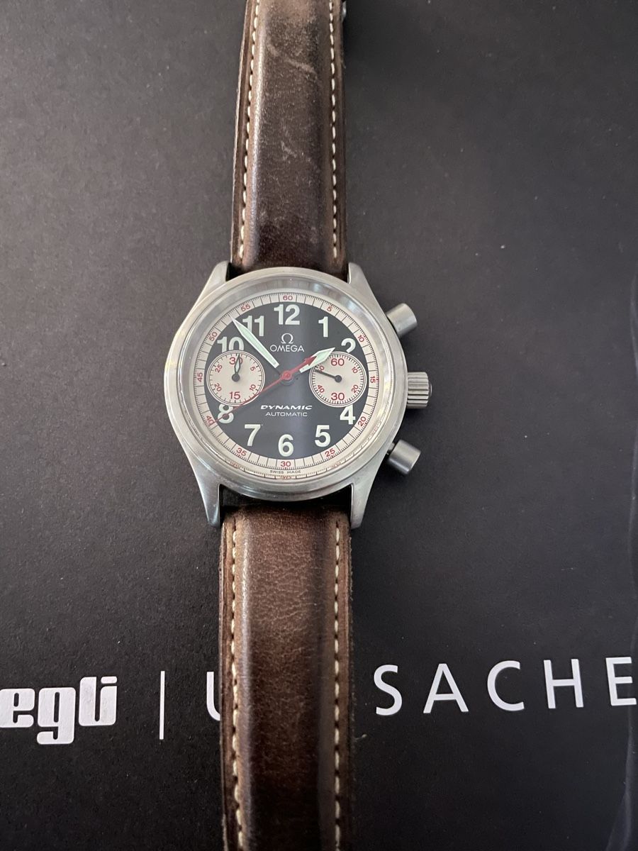 Omega Orologi: Omega Dynamic Chronograph Automatic Uhr Lederband guter Zust – Usato da Laupen BE venduto da Perigoso