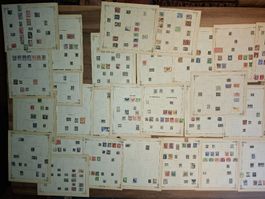 div alte Briefmarken Ausland auf Vordruckseitenn