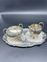 Vintage ELWA PLATE Silver Plated Sugar Bowl Creamer Set.