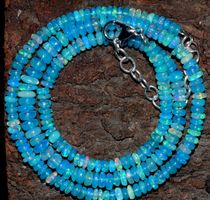 SALE Regenbogen Blau Opal Halskette Edelstein Opale Ethiopie