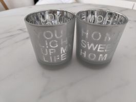 Teelichtergläser "Home Sweet Home" 2er Set neuwertig