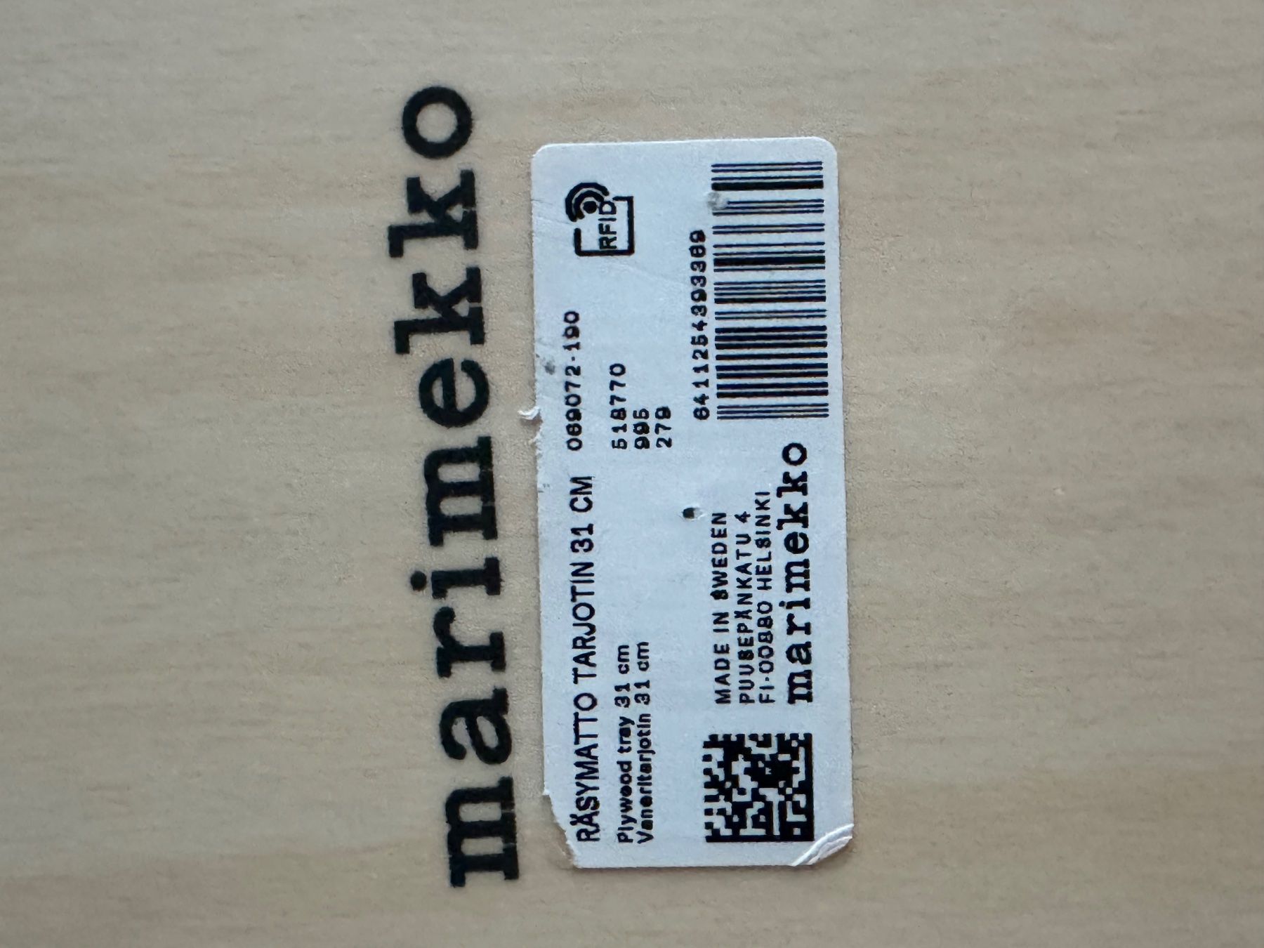 Marimekko Piatti di portata: MARIMEKKO - Räsymatto Tablett  31 cm NEU – Nuovo e nell'imballaggio originale da St Gallen venduto da fabienmarmy 1